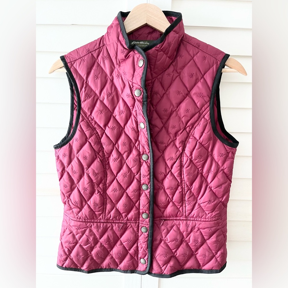 Eddie Bauer Premium Goose Down Embroidered Quilted Vest Size Small